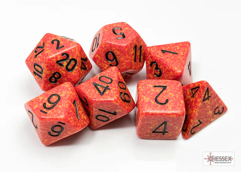 Speckled Polyhedral 7-Die Set - Fire