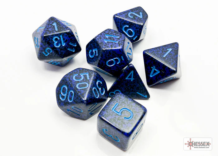 Speckled Polyhedral 7-Die Set - Cobalt