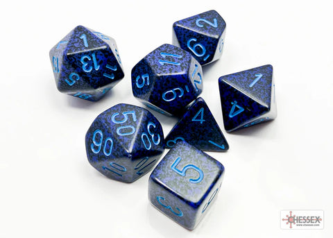 Speckled Polyhedral 7-Die Set - Cobalt