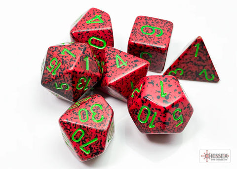 Speckled Polyhedral 7-Die Set - Strawberry
