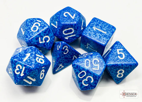 Speckled Polyhedral 7-Die Set - Water