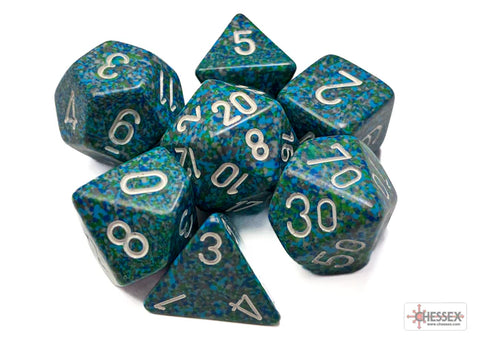 Speckled Polyhedral 7-Die Set - Sea