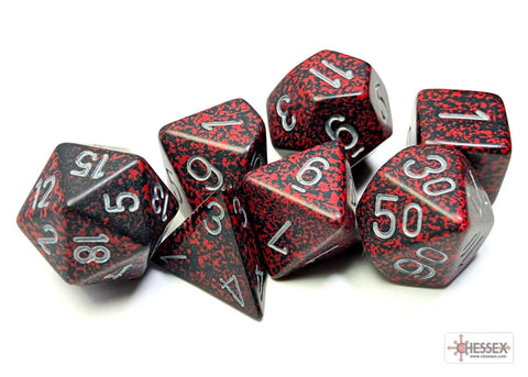 Speckled Polyhedral 7-Die Set - Silver Volcano