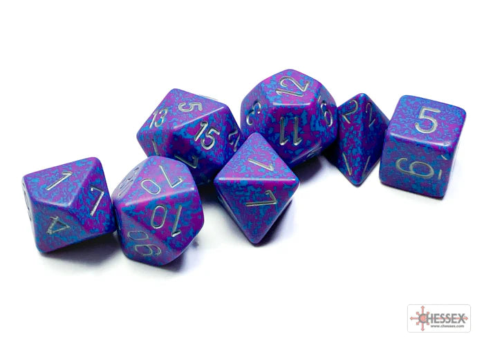 Speckled Polyhedral 7-Die Set - Silver Tetra