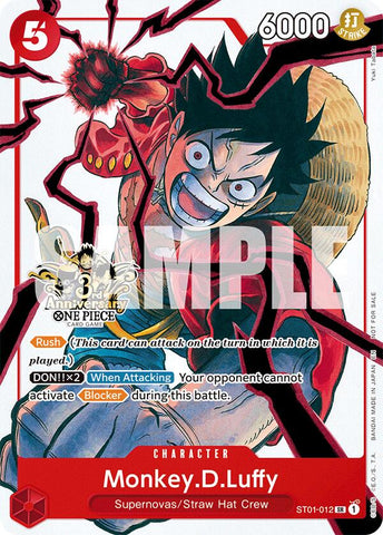 Monkey.D.Luffy (ST01-012) (3rd Anniversary Tournament 3 Brothers Pack) [Carrying On His Will: 3rd Anniversary Tournament Cards]