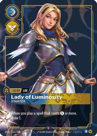 Lux - Lady of Luminosity (Metal) (021/024) - Riftbound Organized Play Promotional Cards Foil