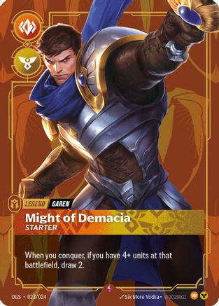Garen - Might of Demacia (Metal) (023/024) - Riftbound Organized Play Promotional Cards Foil