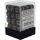 Leaf™ 12mm d6 Black Gold/silver Dice Block™ (36 dice)
