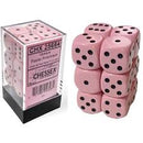 16mm d6 Pastel Pink/Black Dice Block (12 dice)