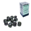 16mm d6 Black/Green Dice Block (12 dice)