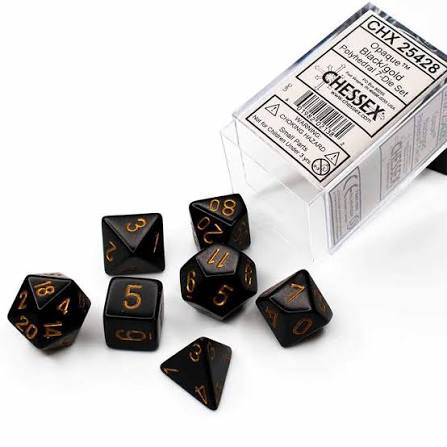 Polyhedral 7-Die Set - Black/Gold