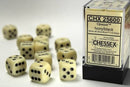 16mm d6 Ivory/Black Dice Block (12 dice)