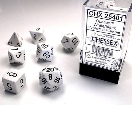 Polyhedral 7-Die Set - White/Black