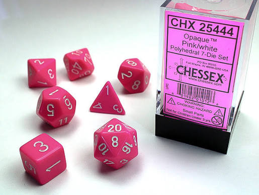 Polyhedral 7-Die Set - Pink/White