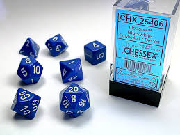 Polyhedral 7-Die Set - Blue/White