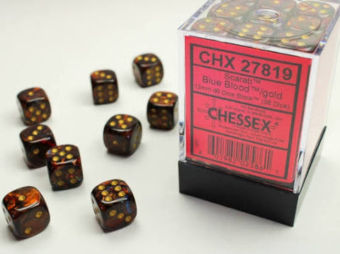 12mm d6 Blue Blood/Gold Dice Block™ (36 dice)