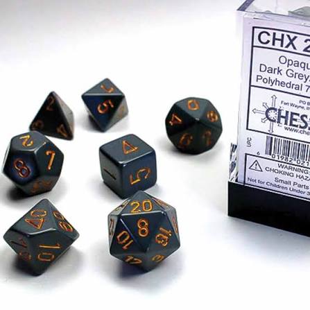 Polyhedral 7-Die Set - Dark Grey/Copper