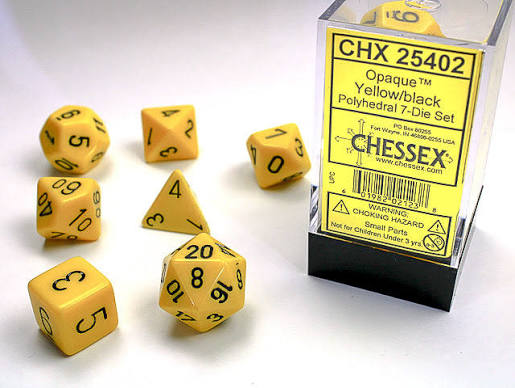 Polyhedral 7-Die Set - Yellow/Black