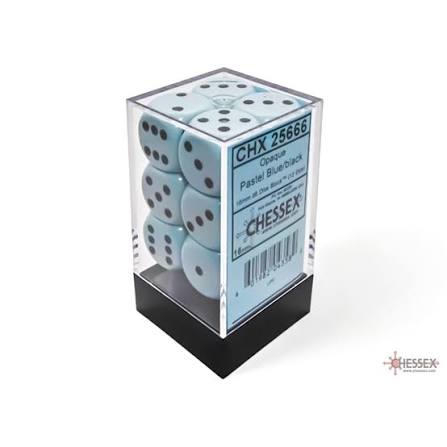 16mm d6 Patel Blue/Black Dice Block (12 dice)