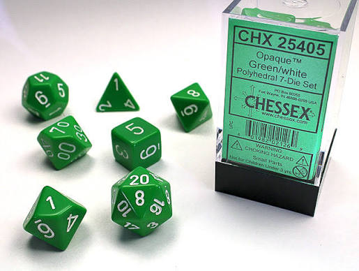 Polyhedral 7-Die Set - Green/White