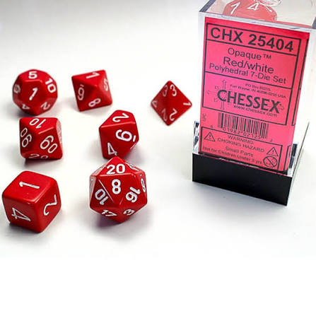 Polyhedral 7-Die Set - Red/White