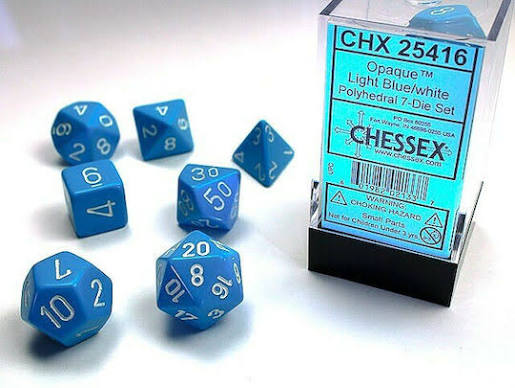 Polyhedral 7-Die Set - Light Blue/White