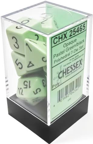 Polyhedral 7-Die Set - Pastel Green/Black