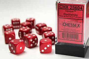 16mm d6 Red/White Dice Block (12 dice)