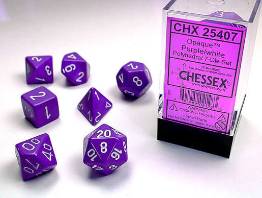 Polyhedral 7-Die Set - Purple/White