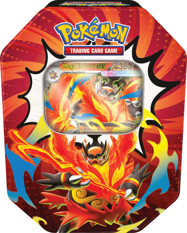 Pokémon Ascended Heroes Mega Emboar ex Tin (Limit 1 per Customer)